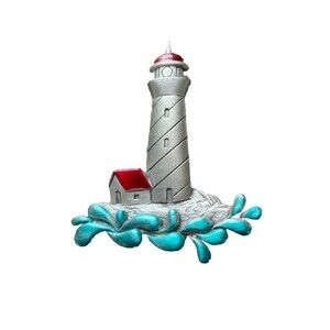 VINTAGE JJ LIGHT HOUSE SHIP DETAILED BROOCH STYLE PIN DETAILED PEWTER?